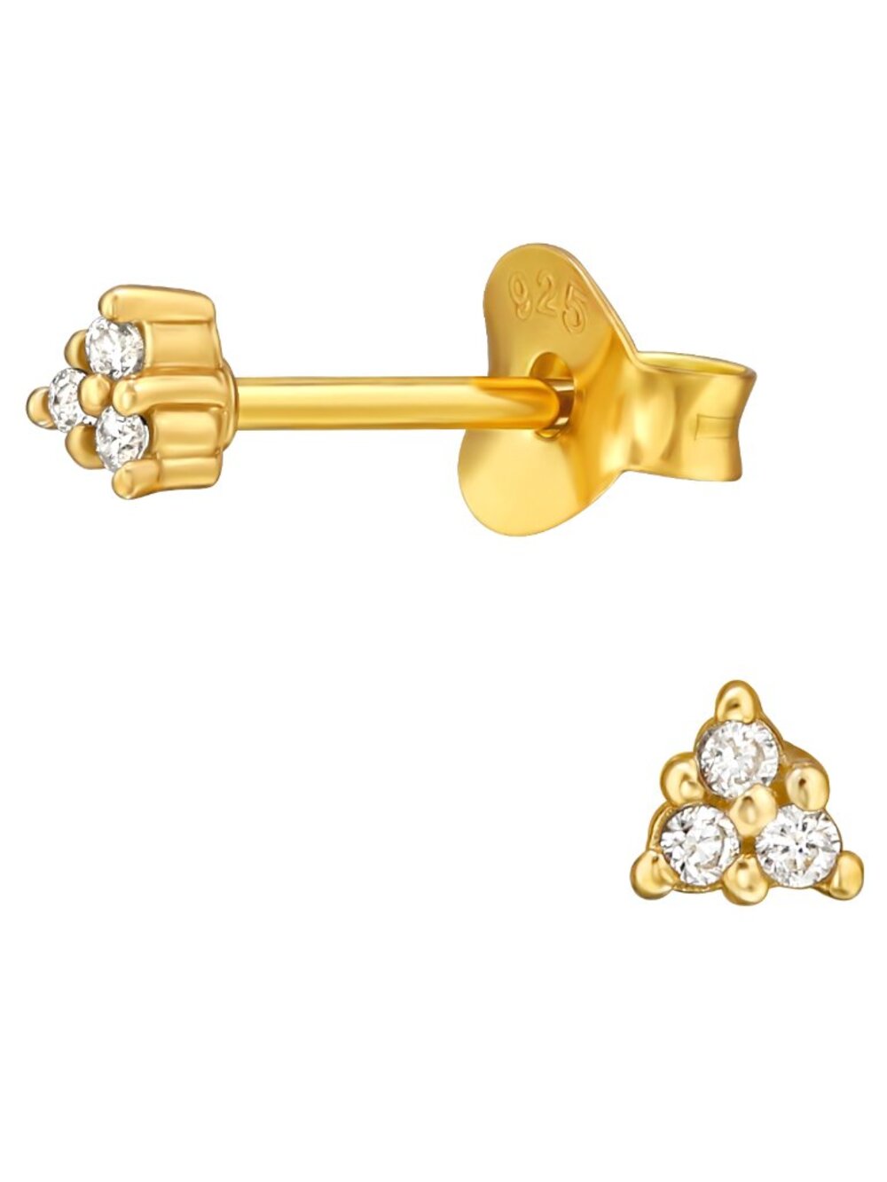 14K Gold Vermeil Triangle Cluster Ear Studs